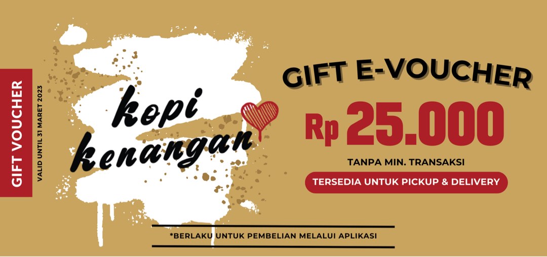 Voucher Kopi Kenangan Value 25.000, Tiket & Voucher, Kartu Hadiah