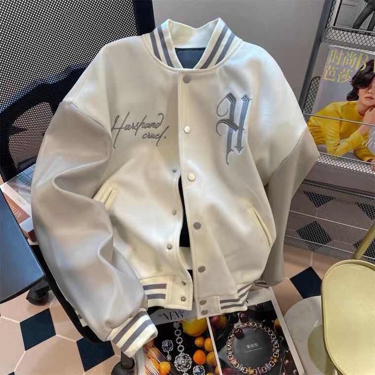 White Baseball Jacket Women s Fashion Coats Jackets and