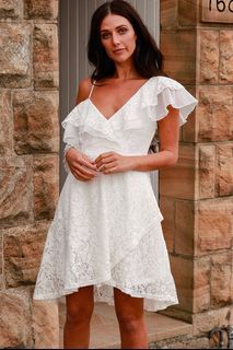 white lace one shoulder dress new with tags