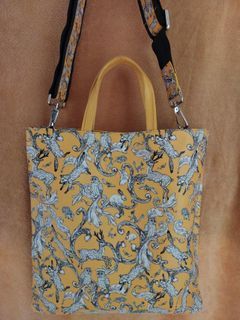 Yellow leather tote bag