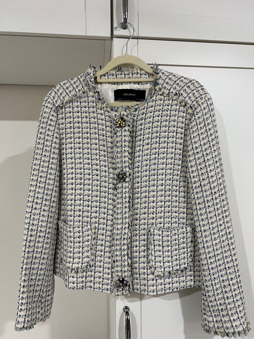 Frayed tweed jacket zara hot sale