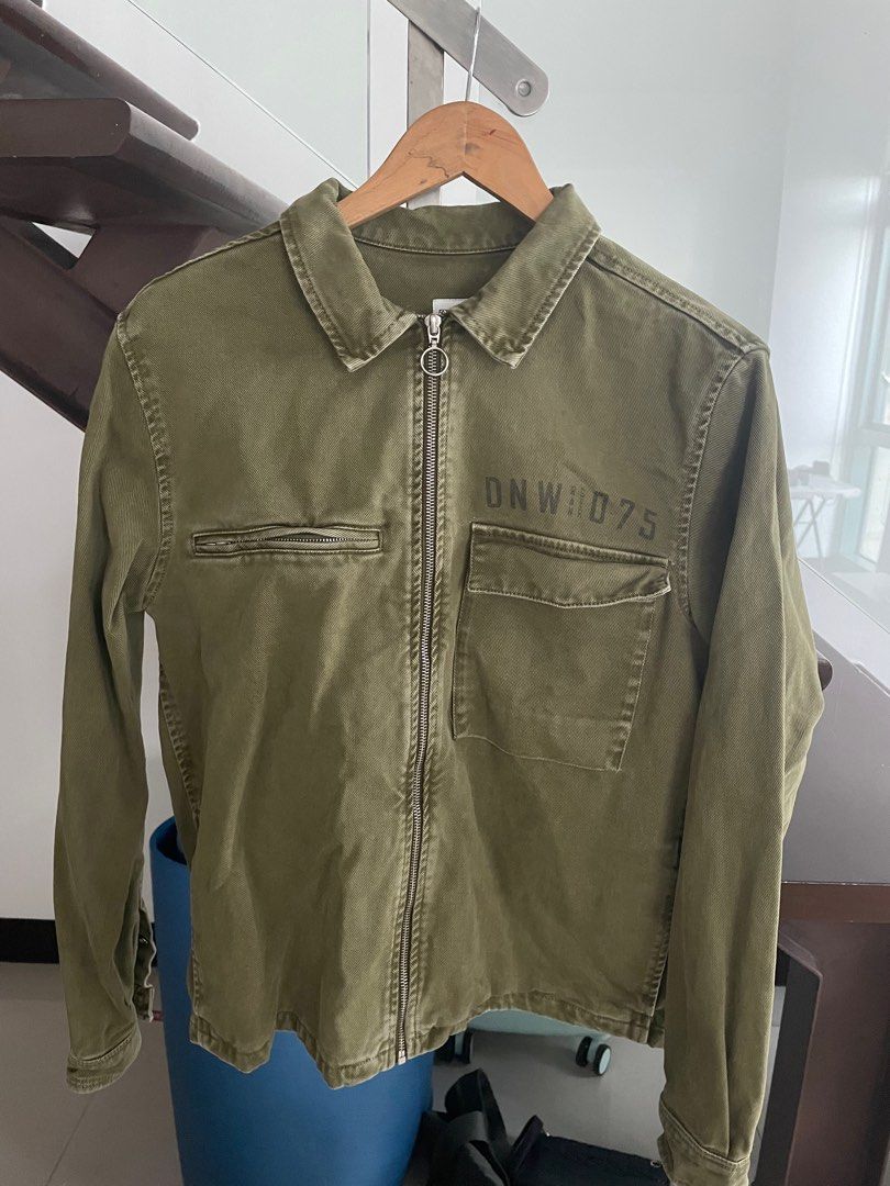 Green denim jacket zara online