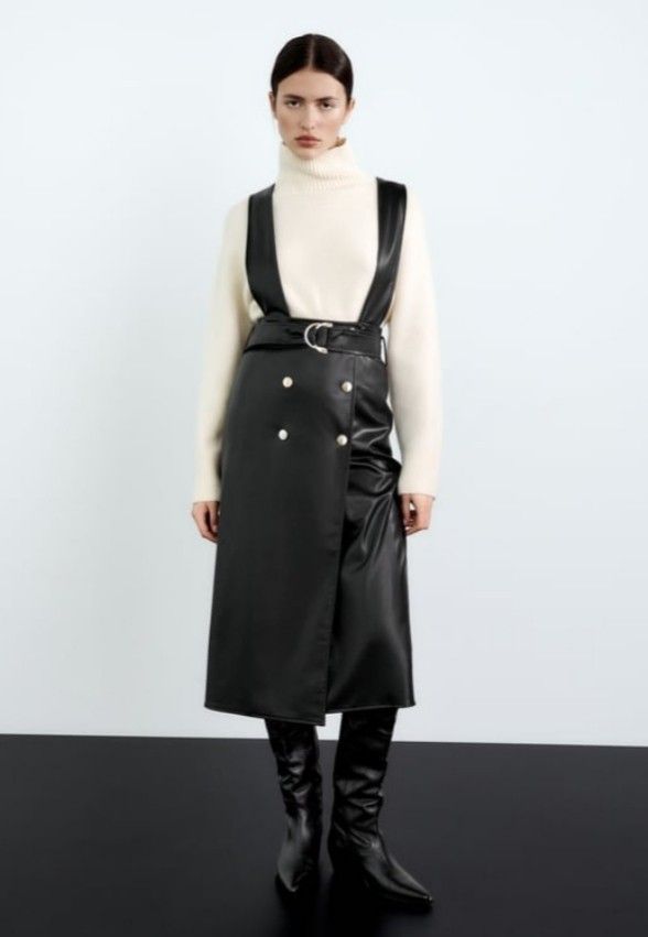 Ladies Formal Dress Zara New Look Leather Pinafore Zara Dresses Zara Midi  Pinafore Faux Leather Dress