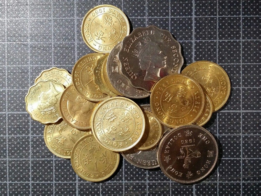 1960-90年代伊利沙伯二世香港硬幣5分、1毫、2毫、5毫、1元、2元及5元共18 枚（包括1960年大一毫及1972年和1977年斗零(即5仙)）  全部帶原光澤, 興趣及遊戲, 收藏品及紀念品, 錢幣- Carousell