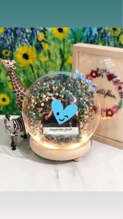 24/7 Valentine’s day Preserved Baby Breath in a LED flower globe
