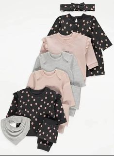 3-6months George Baby UK Pink Polka Dot Print 10 Piece Gift Set Baby Girl Clothes