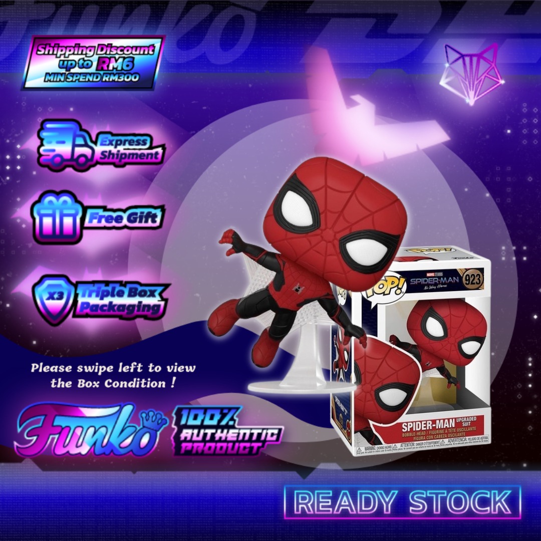 ?[ READY STOCK ]? FUNKO POP ! Marvel Spider man No way Home Spider man  (Upgraded suit), Hobbies & Toys, Toys & Games on Carousell