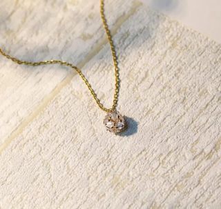 全新 Sundream 雪球鋯石水鑽黃銅鍍金項鍊