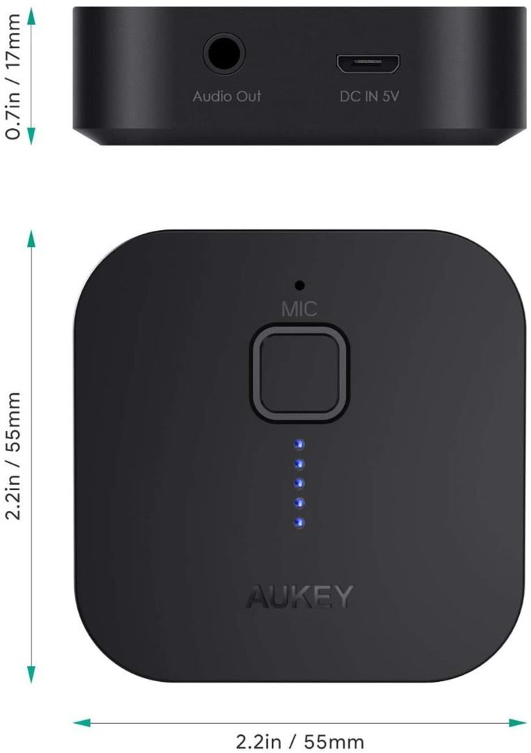 Aukey bluetooth 5 receiver new arrivals wireless audio music adapter a2dp