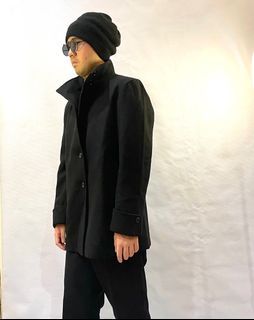 AUTHENTIC MUJI BLACK STAND UP COLLAR FLEECE  JACKET