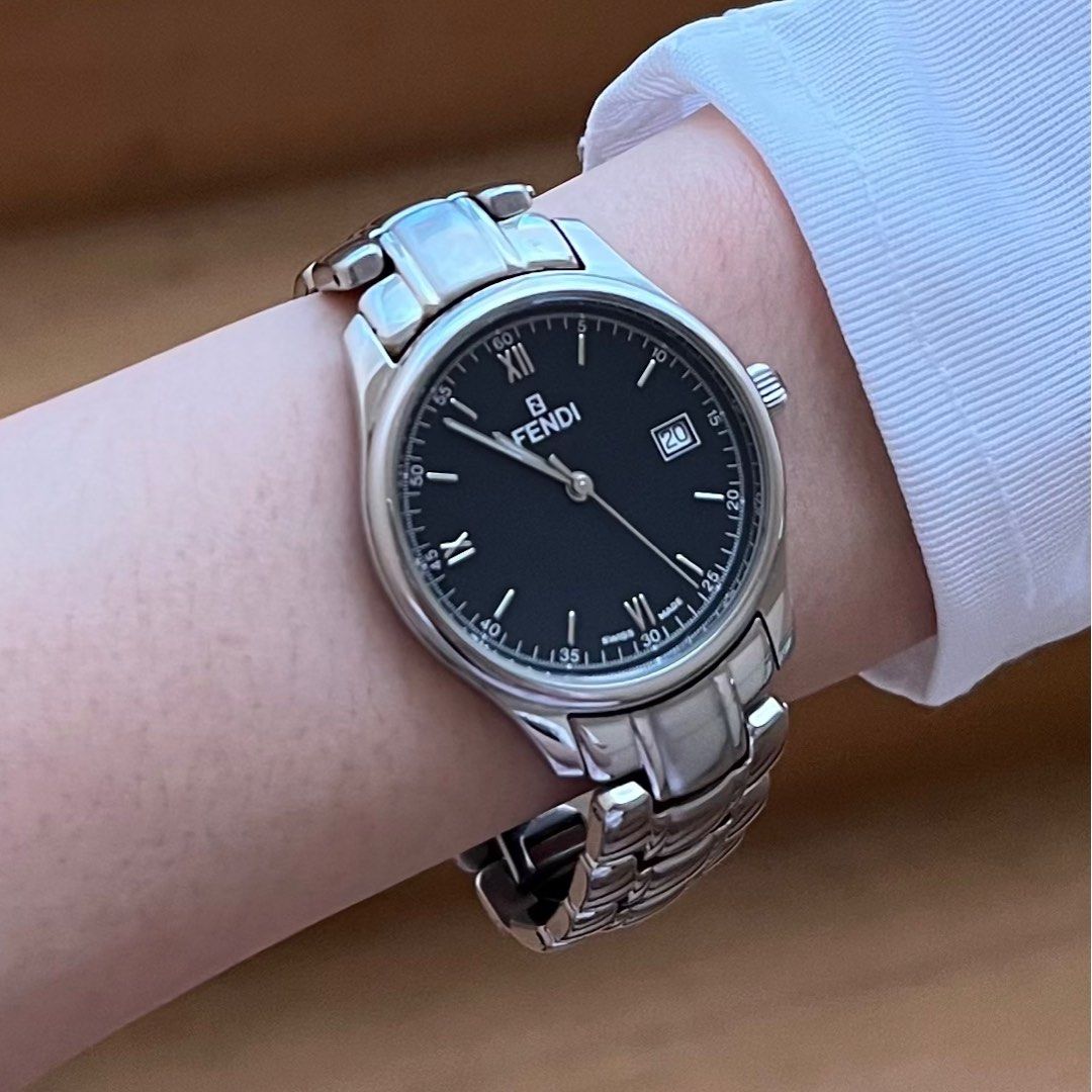 Authentic Preloved Fendi Large Face All Steel Mens Unisex Date Watch 210G