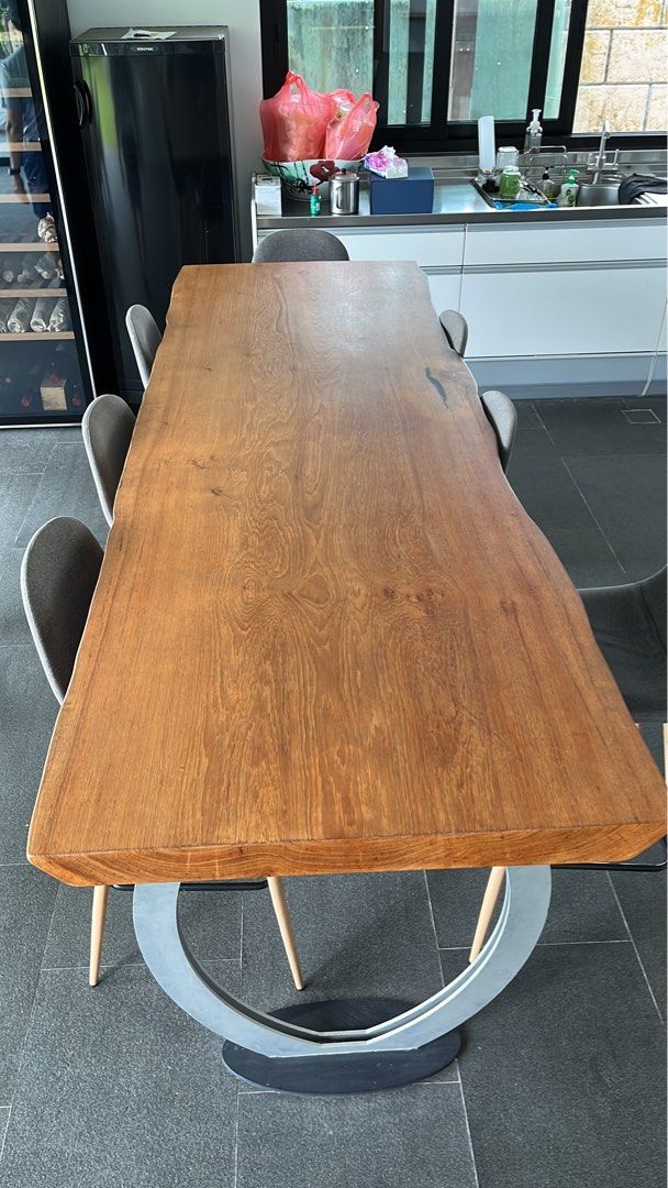 Authentic teak wood table top slab single piece no joints