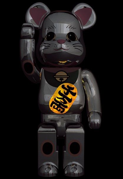 Bearbrick Manekineko Silver Plated Emit Light 1000%