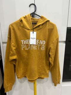 Bershka Yellow Cropped Hoodie