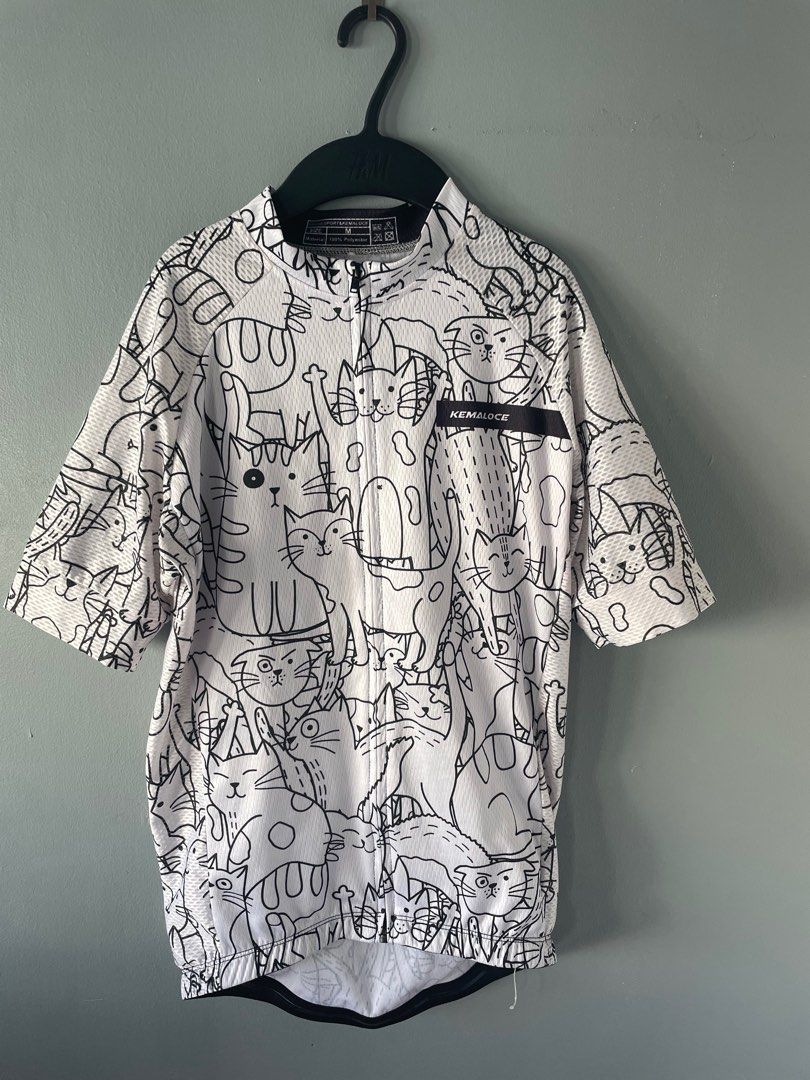 Bike Jersey Cartoon Doodle Design Rubberized sleeves, Men's Fashion