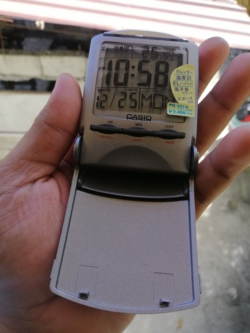 Casio digital travel clock with alarm electronic sound type PQ50J8 free battery, Furniture