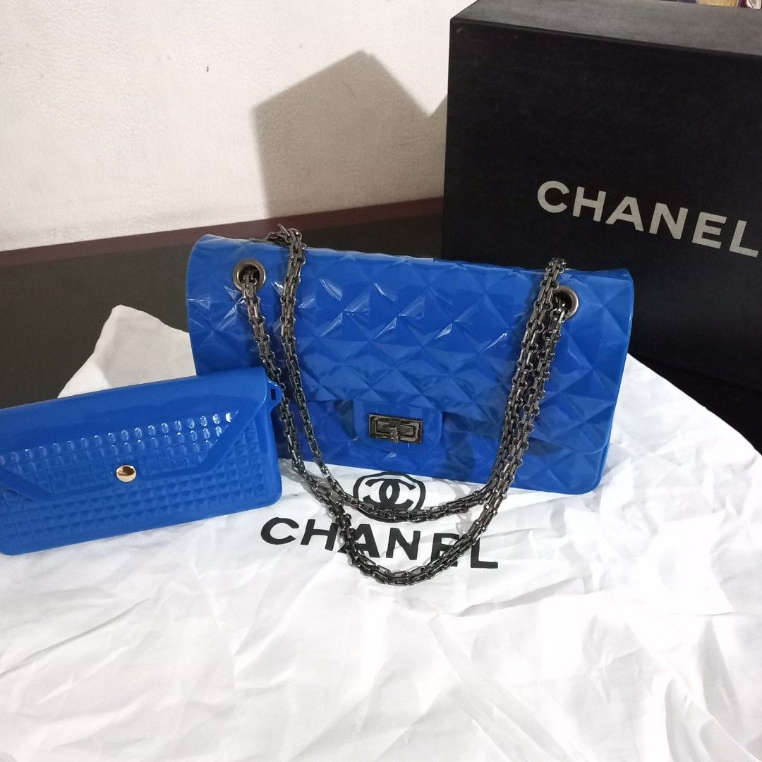 Chanel Blue Sling Bag Fesyen Wanita Tas Dompet di Carousell