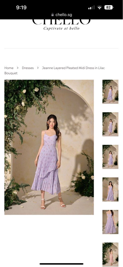 Chello Jeanne Layered Pleated Midi Dress in Lilac Bouquet Women s Fashion Dresses Sets Dresses on Carousell