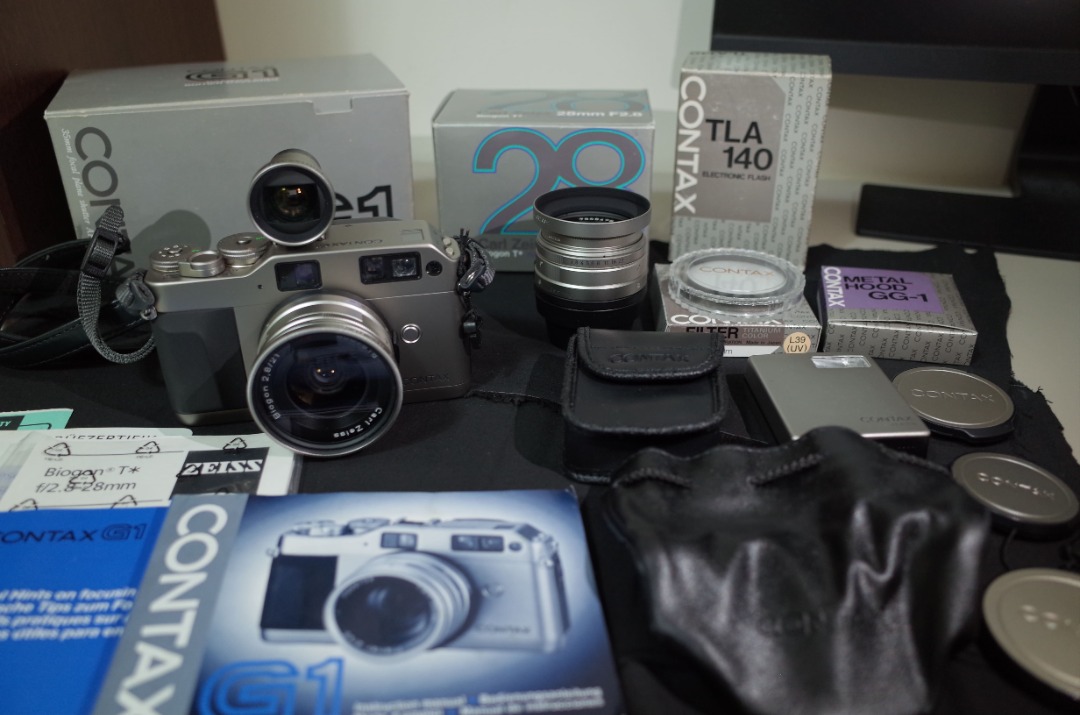 美品Contax G1 +28mm+21mm +TLA140閃光燈含原廠觀景窗配件鏡頭綠標盒裝