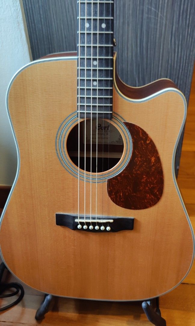 Cort MR500E Acoustic Guitar + Guitar Stand + Carry Bag, Hobbies & Toys