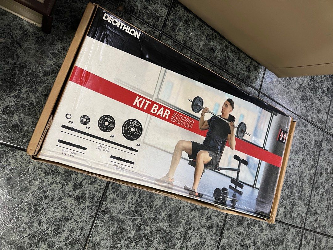 Decathlon Kit Bar 50kg, Sports Equipment, Exercise & Fitness, Weights & Dumbells on Carousell