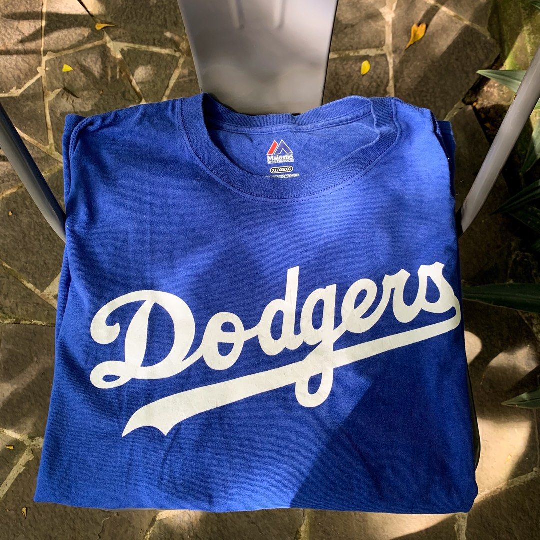 ADIDAS - DODGERS Blue Jersey, Fesyen Pria, Pakaian , Atasan di Carousell