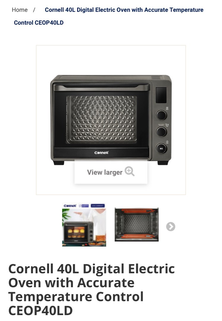 Electric Oven / Cornell 40L Digital Electric Oven with Accurate