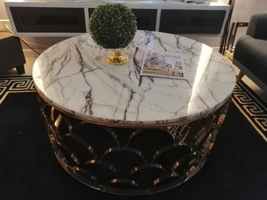 MARBLE ROSE GOLD COFFEE TABLE 'BIG', Furniture & Home Living, Furniture