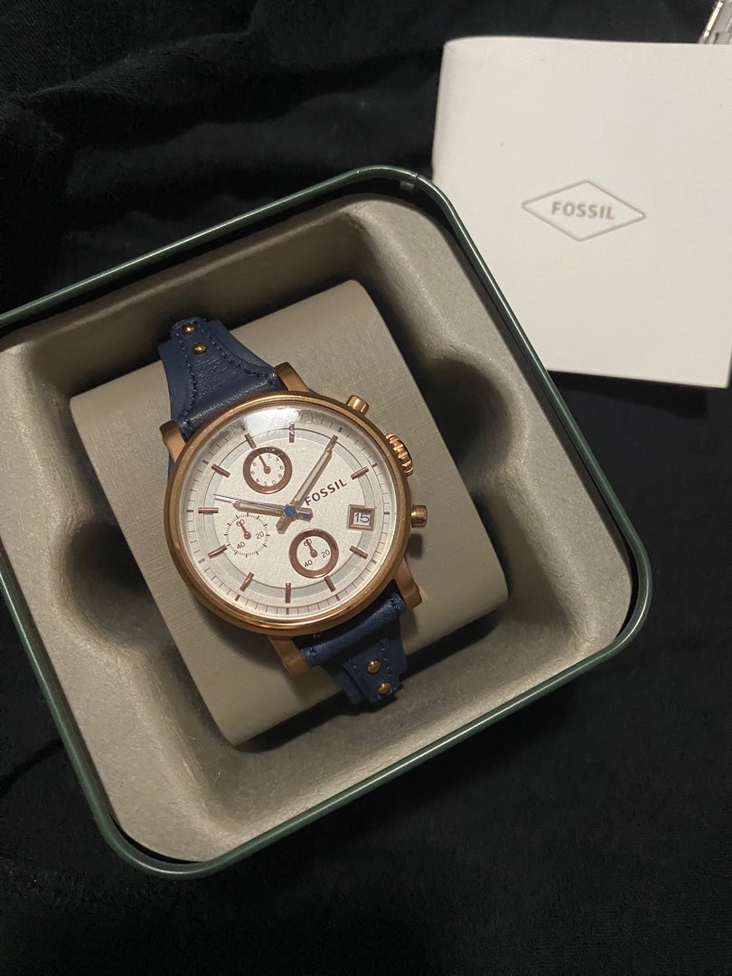 Fossil Original Boyfriend Sport Chronograph Beige Dial Brown Leather Strap Watch for Women - ES4046 main image 1