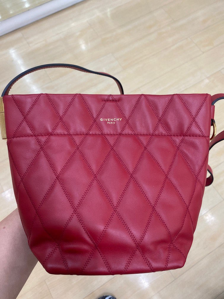 Givenchy Vermillion Quilted Leather Mini GV bucket bag
