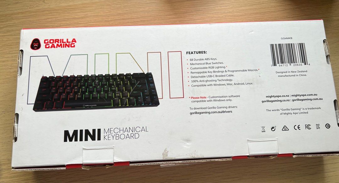 Gorilla Gaming Mini Wired Mechanical Keyboard, Computers & Tech, Parts