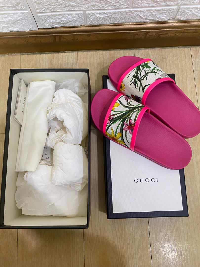 Gucci Floral Slides Women s Fashion Footwear Slippers and