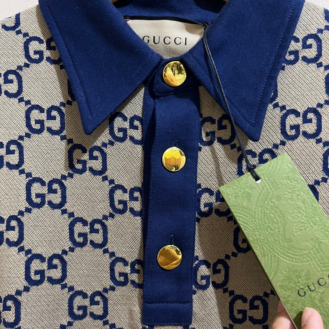 Gucci Maxi GG Monogram Polo Shirt - Blue