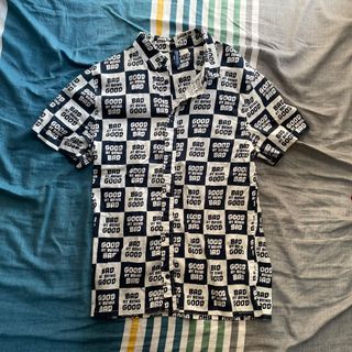 H&M 黑白 格子 夏威夷襯衫
