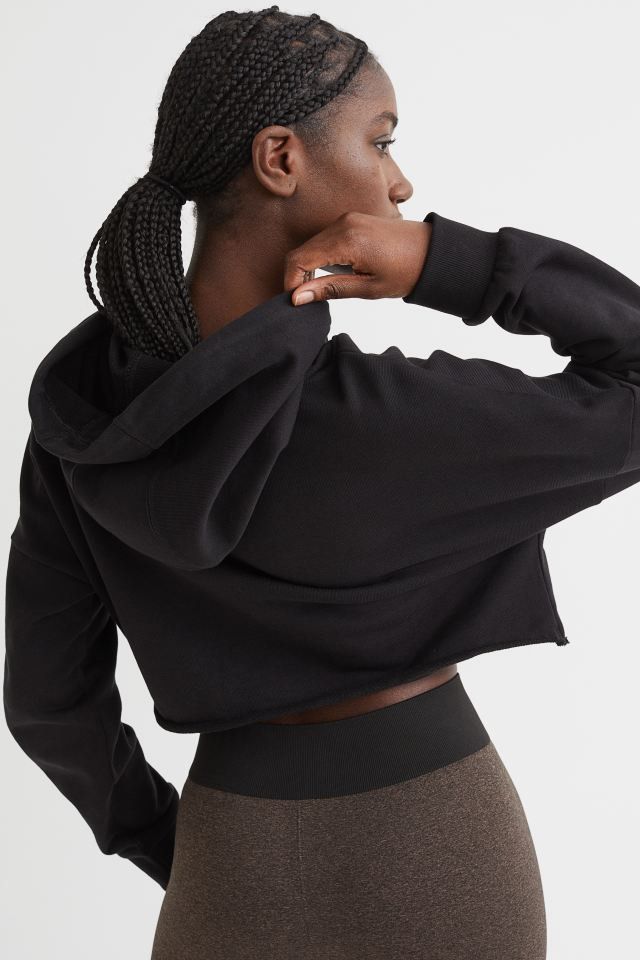 Black cropped sale hoodie h&m