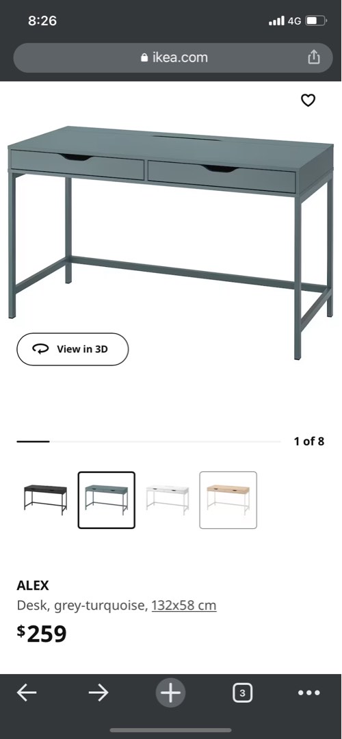 IKEA Alex desk dark blue 131cm x 60cm, Furniture & Home Living