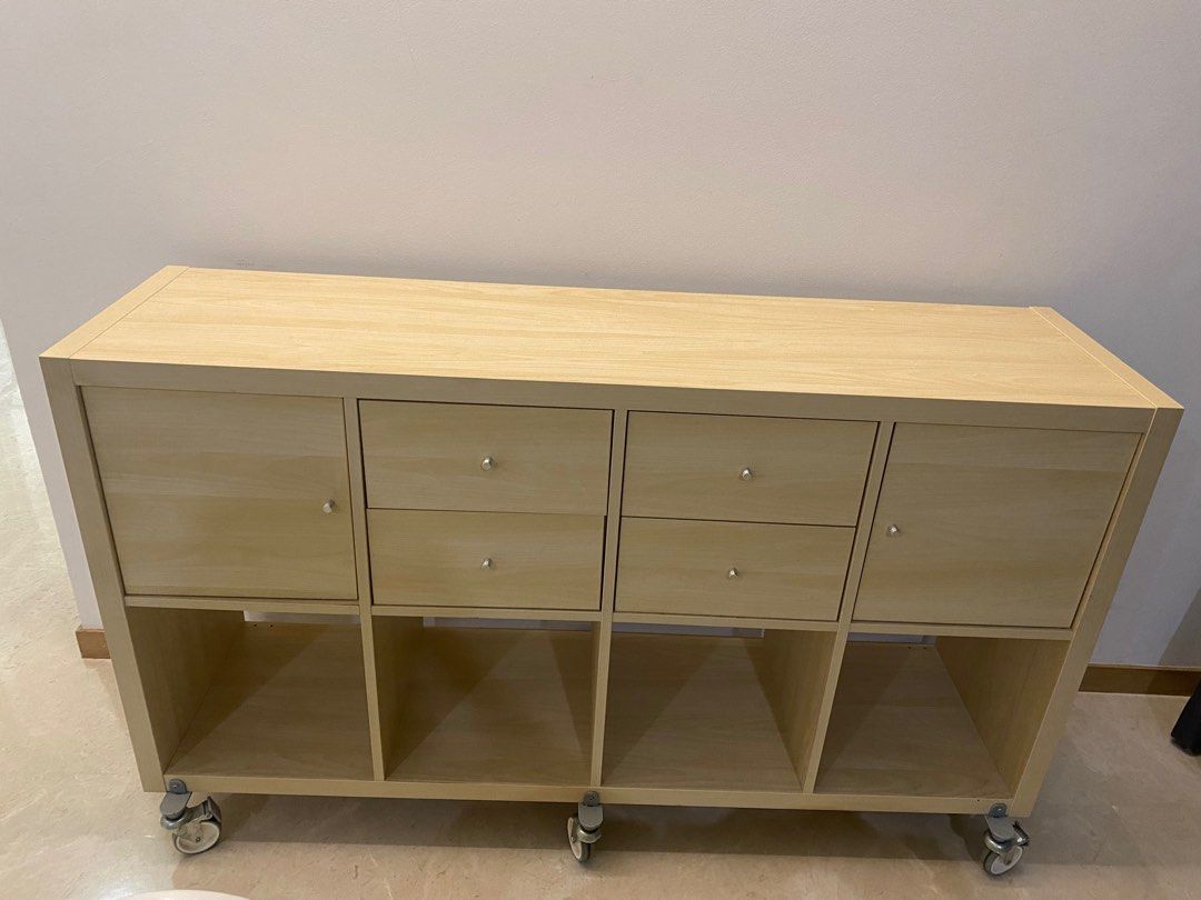IKEA KALLAX shelving unit with wheels, Furniture & Home Living