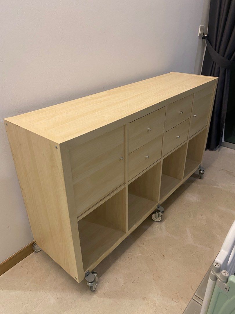 IKEA KALLAX shelving unit with wheels, Furniture & Home Living