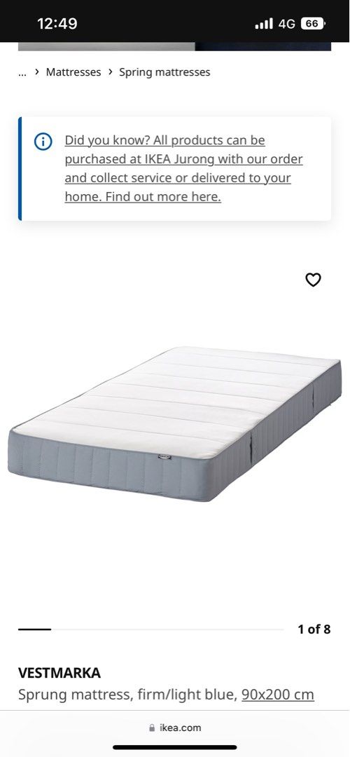 Ikea single bed and mattress, Furniture & Home Living, Furniture, Bed