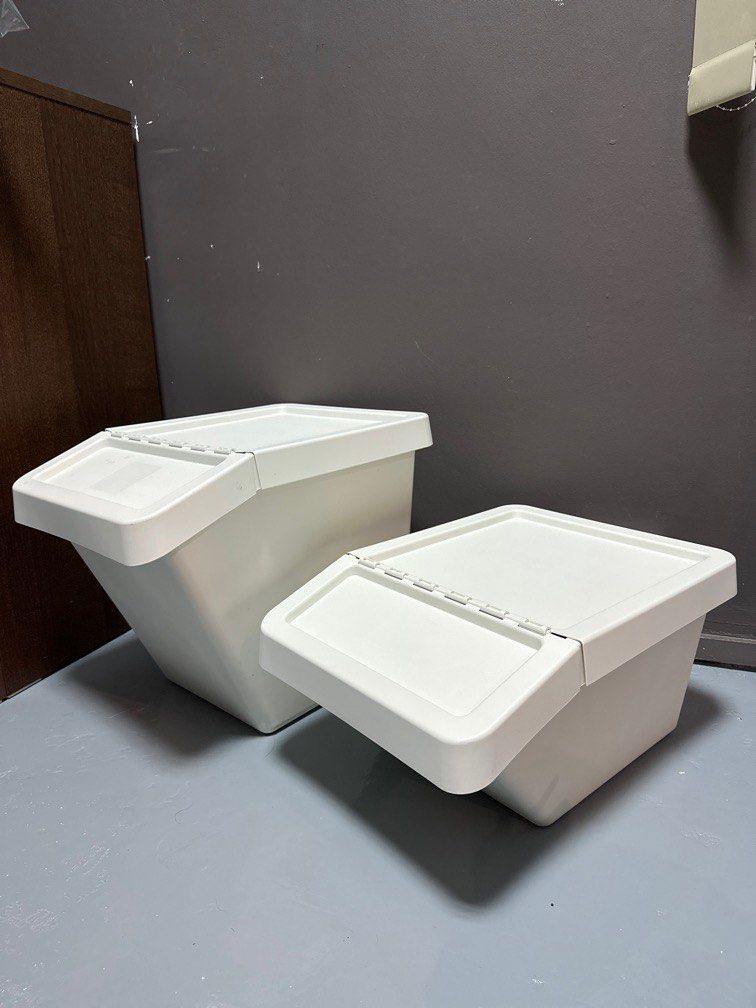 IKEA SORTERA Waste sorting bin with lid (white), Furniture & Home