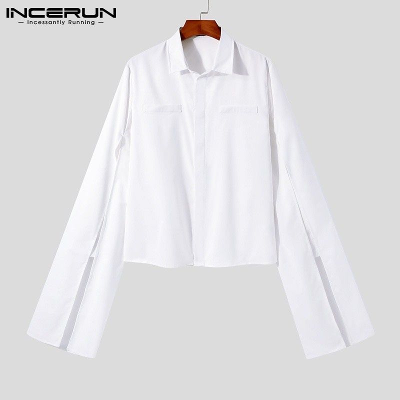 Incerun White Long Sleeve, Incerun Streetwear Mens