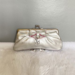 Juicy Couture Silver Bow & J Logo Kisslock Clutch Bag Wallet