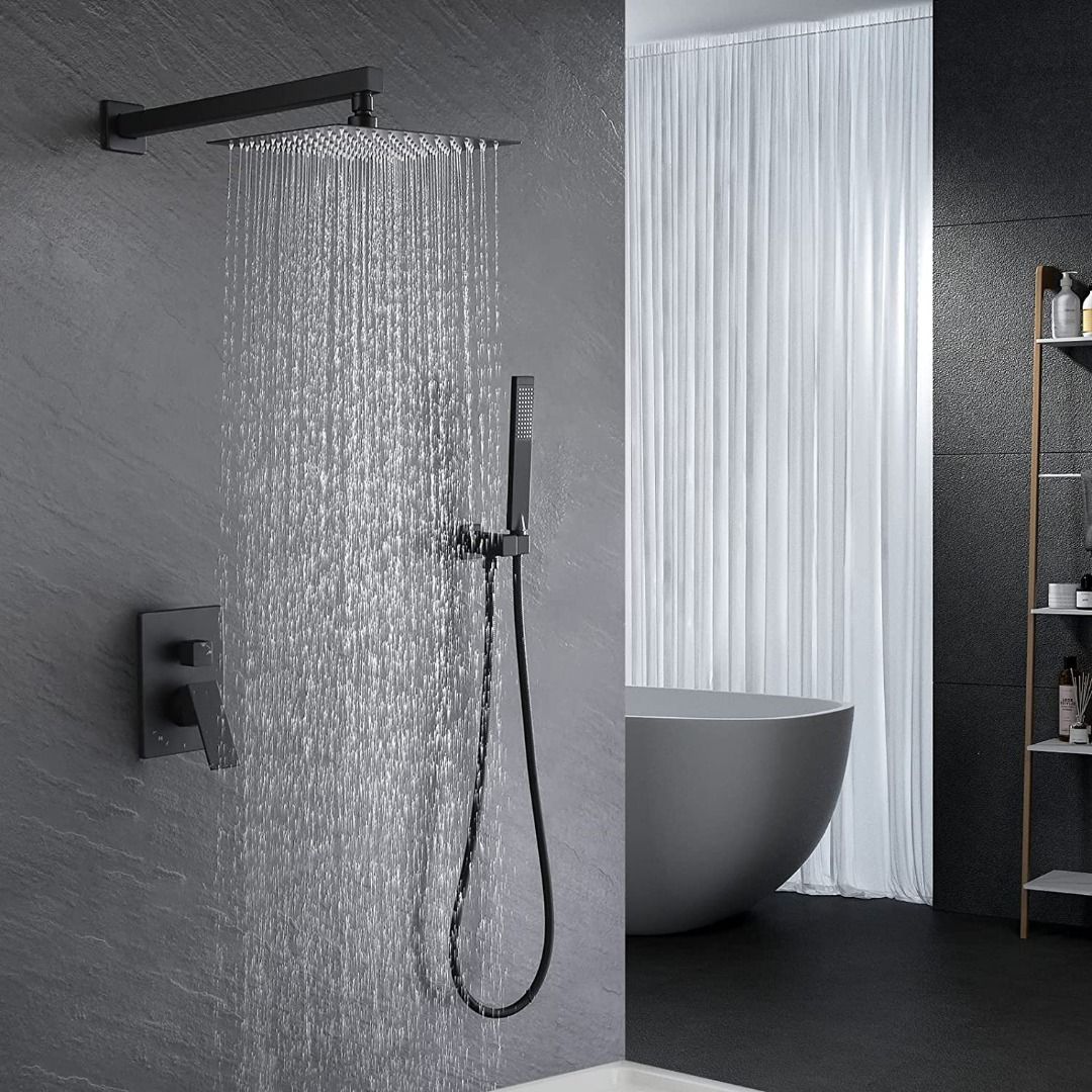 KES Black Shower Set 3Function Rain Shower Kit 10Inch Shower Head