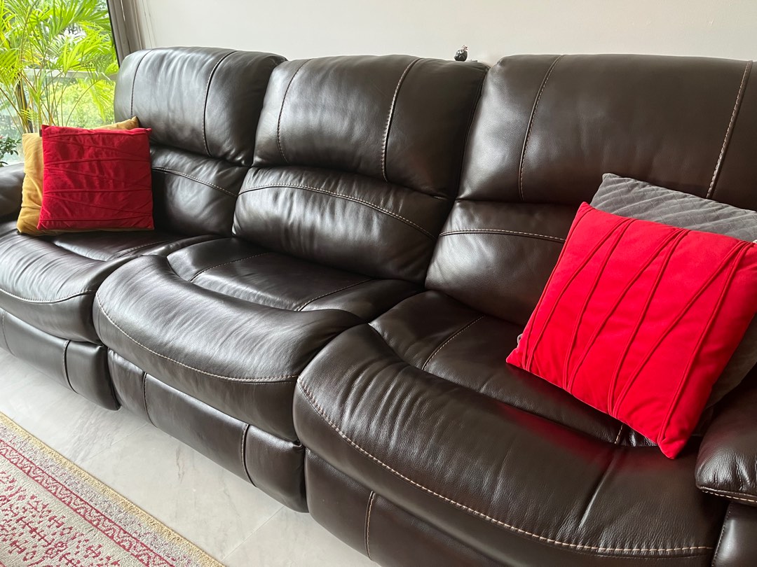 Brown Leather electric reclining sofa by Cheers, Furniture & Home