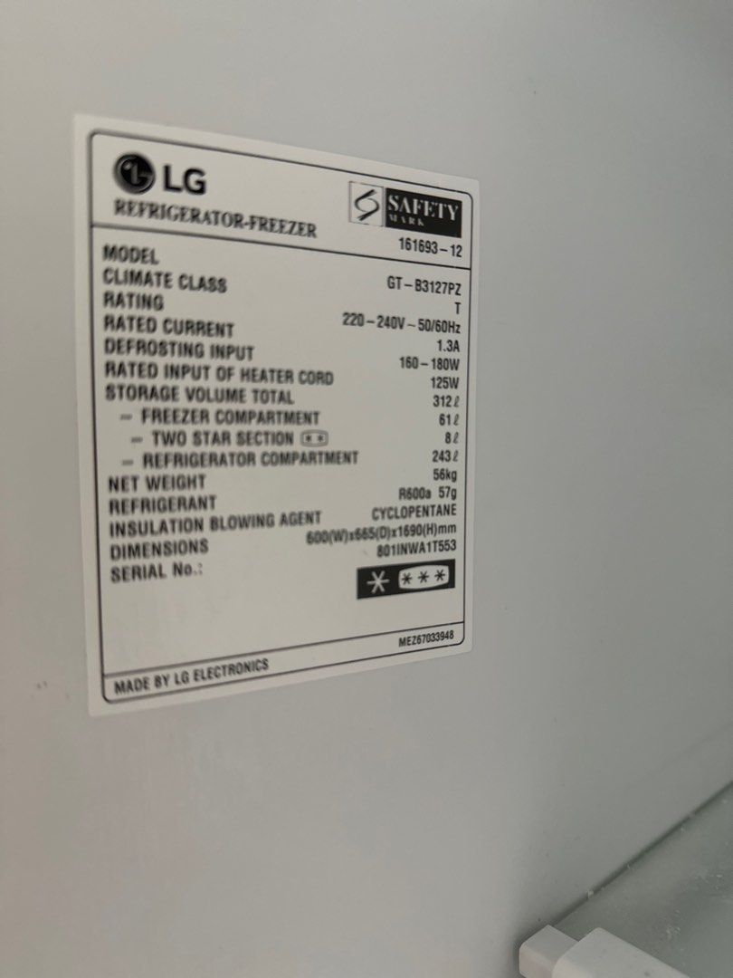LG Inverter Linear Fridge, TV & Home Appliances, Kitchen Appliances