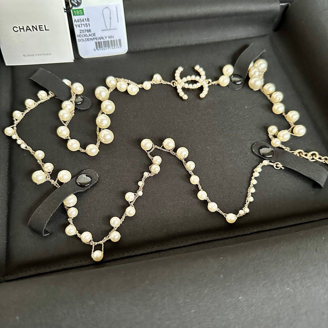 Lightly Used Chanel CC Pearl Necklace, Luxury, Accessories on Carousell