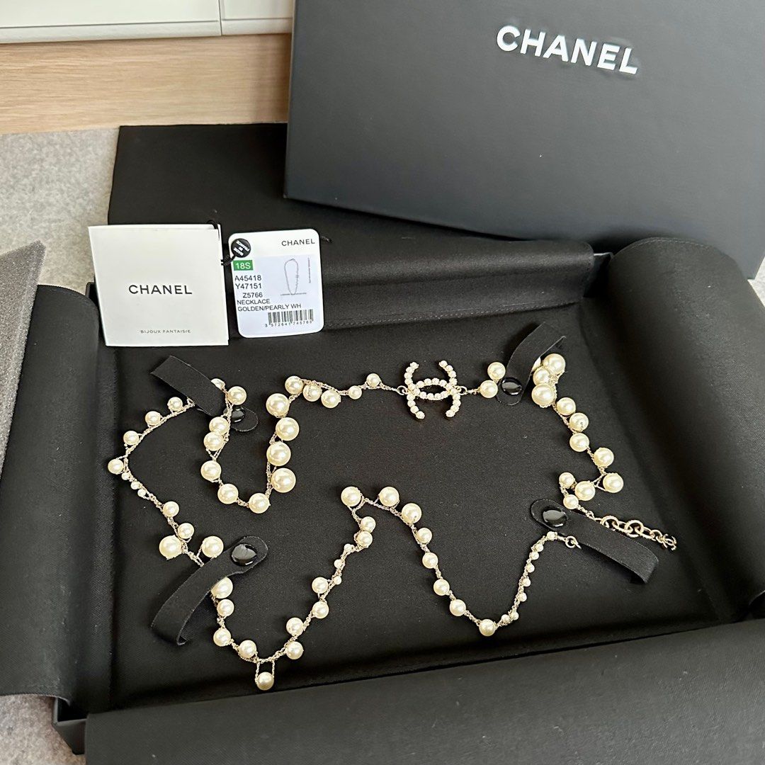 Lightly Used Chanel CC Pearl Necklace, Luxury, Accessories on Carousell
