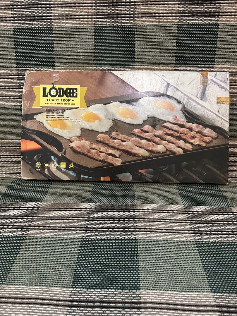 LODGE Cast Iron Reversible Griddle/Grill New (Category: BBQ, Grills & Hotpots) located in San Carlos City. Submitted by rjayvbroce (Listing ID 1211391929, Image 1). Description: This is heavy (6.5kgs) so shipping is on buyers account. New item in box Made in USA In storage for some time but unused. Gcash No COD No meetups.
