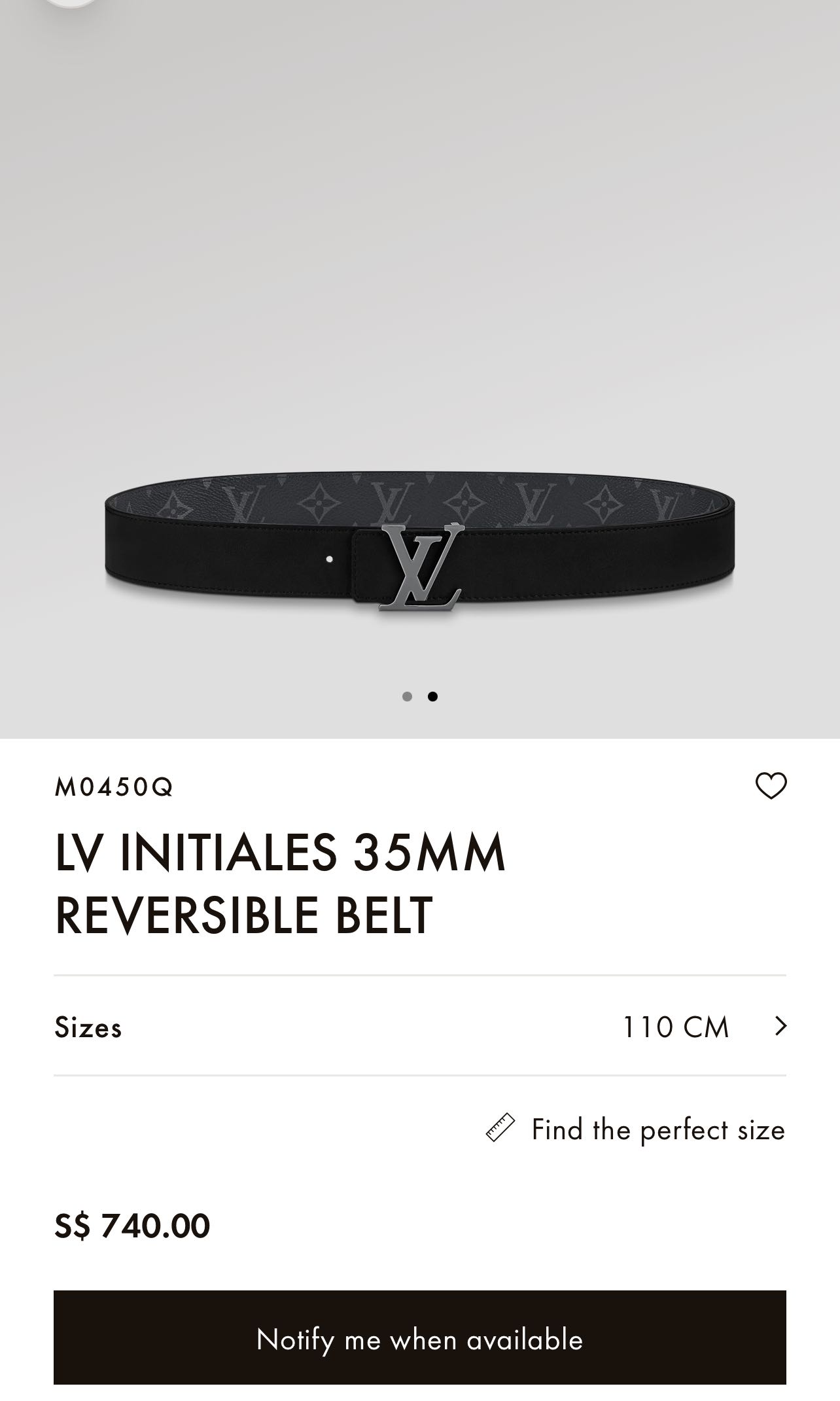 LV Palm Spring 35mm Reversible Belt - LOUIS VUITTON