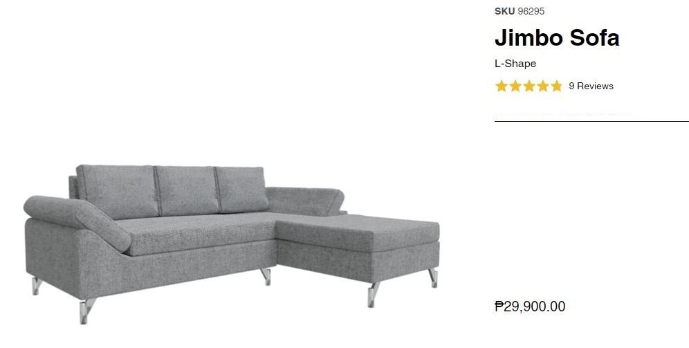 Jimbo l shape clearance sofa